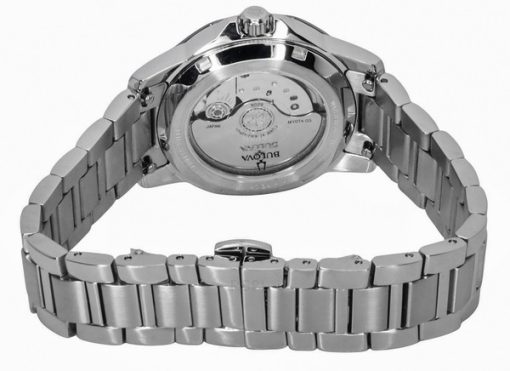 Bulova Marine Star Edelstahl Open Heart blaues Zifferblatt Automatik 98L317 100M Damenuhr