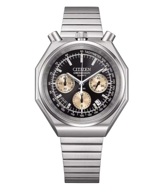 Citizen Tsuno Bull Head Chronograph Edelstahl schwarzes Zifferblatt Quarz AN3700-54E Herrenuhr