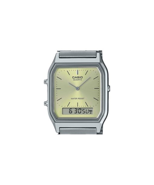 Casio Vintage Analog-Digital-Armbanduhr mit hellem Champagner-Zifferblatt, Quarz, AQ-230A-9AMQY, Unisex