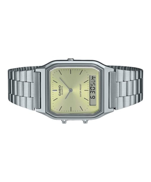 Casio Vintage Analog-Digital-Armbanduhr mit hellem Champagner-Zifferblatt, Quarz, AQ-230A-9AMQY, Unisex