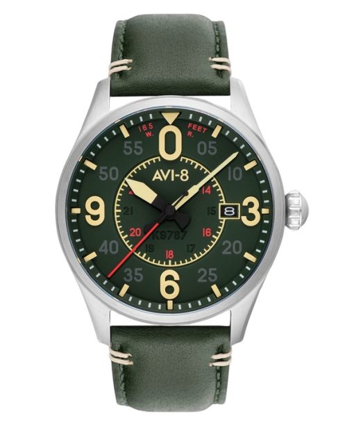 AVI-8 Spitfire Smith Reading Lederarmband grünes Zifferblatt Automatik AV-4090-03 Herrenuhr