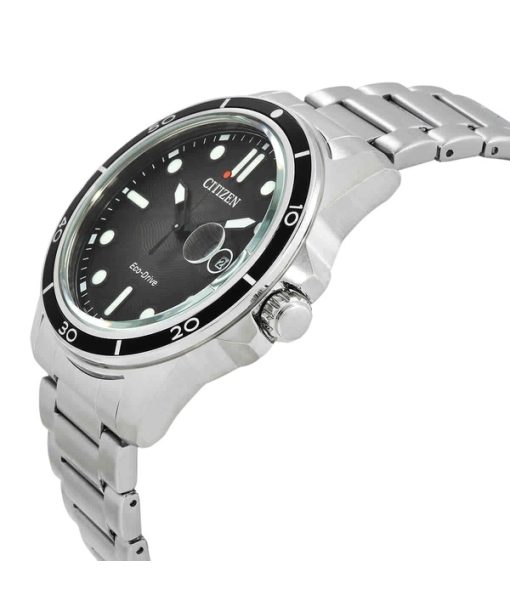 Citizen Marine Edelstahl schwarzes Zifferblatt Eco-Drive AW1816-89E 100M Herrenuhr