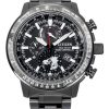 Citizen Promaster Geo Trekker Edelstahl schwarzes Zifferblatt Eco-Drive BY3005-56G 200M Herren-Fliegeruhr