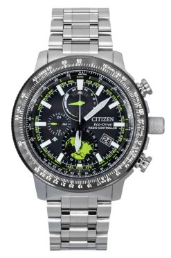 Citizen Promaster Geo Trekker Edelstahl schwarzes Zifferblatt Eco-Drive BY3006-53E 200M Herren-Fliegeruhr