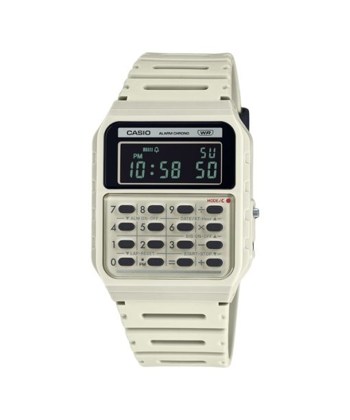 Casio POP Vintage-Taschenrechner, digital, grau, Armband aus biobasiertem Harz, Quarz, CA-53WB-8B, Unisex-Armbanduhr