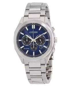 Citizen Eco-Drive Chronograph Edelstahl Blaues Zifferblatt CA4590-81L 100M Herrenuhr