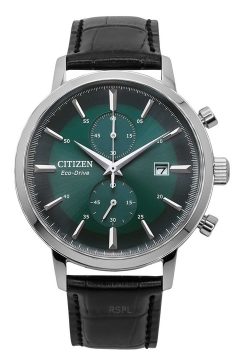 Citizen Eco-Drive Chronograph Lederarmband grünes Zifferblatt CA7069-24X Herrenuhr