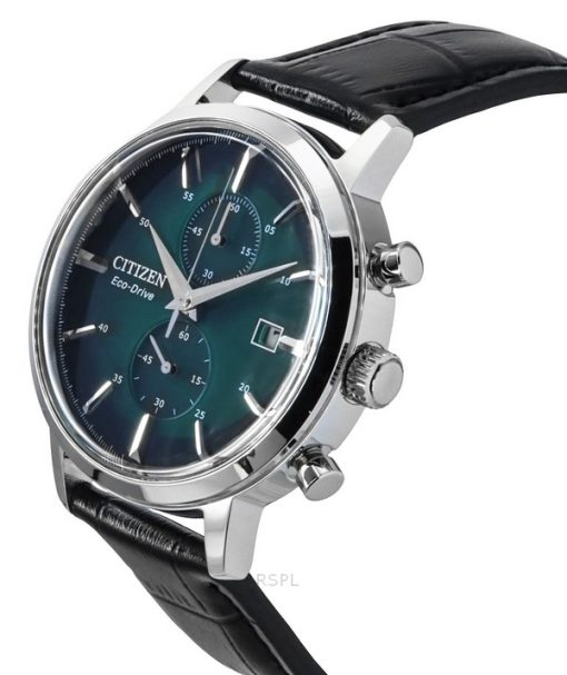 Citizen Eco-Drive Chronograph Lederarmband grünes Zifferblatt CA7069-24X Herrenuhr