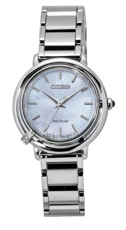 Citizen L Arcly Diamant-Akzent Edelstahl Perlmutt-Zifferblatt Eco-Drive EM1090-60D Damenuhr mit zusätzlichem Armband