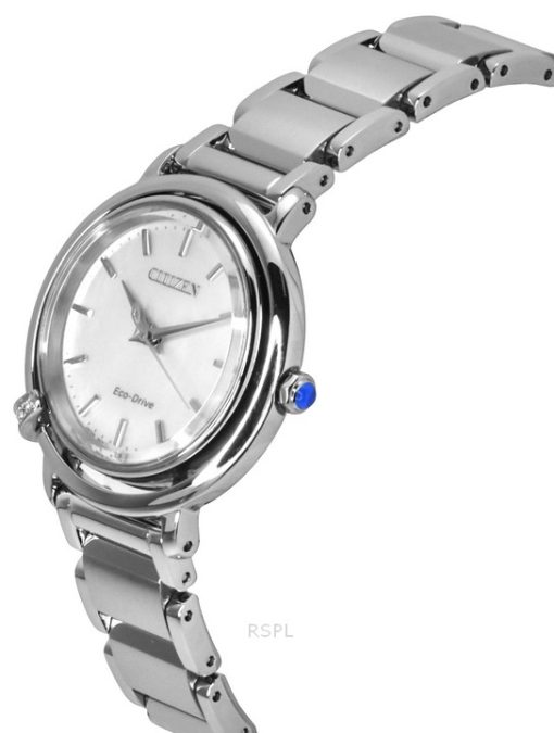 Citizen L Arcly Diamant-Akzent Edelstahl Perlmutt-Zifferblatt Eco-Drive EM1090-60D Damenuhr mit zusätzlichem Armband