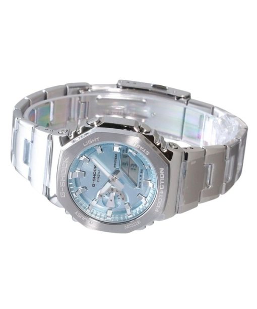 Casio G-Shock G-Steel Analog-Digital-Edelstahl Hellblaues Zifferblatt Quarz GM-2110D-2A 200M Herrenuhr