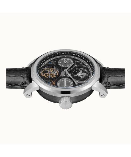 Ingersoll The Arc Mondphase Lederarmband Schwarzes Skelett-Zifferblatt Automatik I16001 Herrenuhr