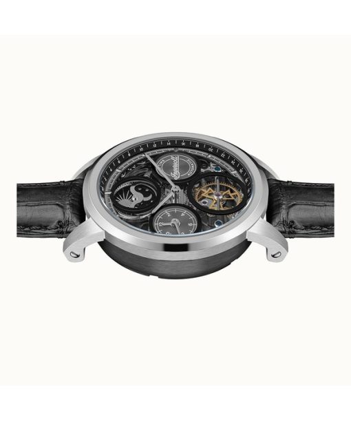 Ingersoll The Arc Mondphase Lederarmband Schwarzes Skelett-Zifferblatt Automatik I16001 Herrenuhr