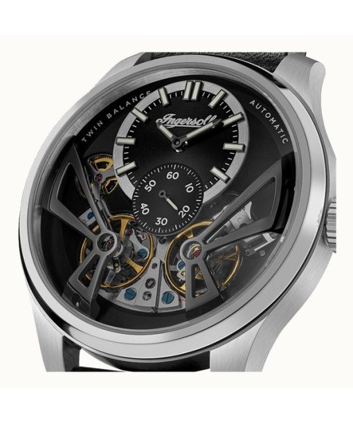 Ingersoll The Naismith Lederarmband Schwarzes Skelett-Zifferblatt Automatik I16101 Herrenuhr