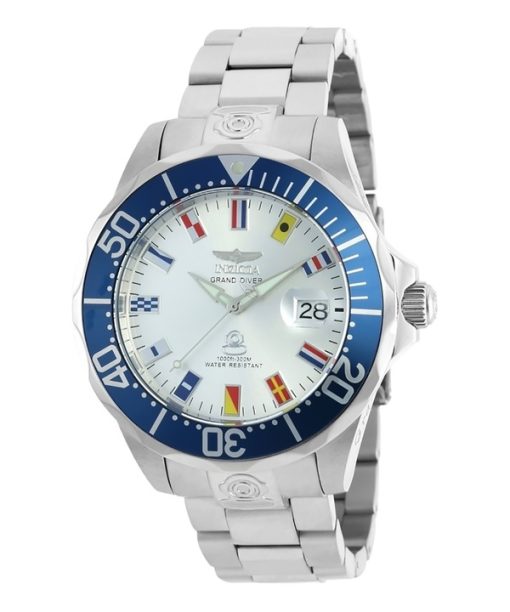 Invicta Grand Pro Diver Edelstahl silbernes Zifferblatt automatische Taucheruhr 21324 300M Herrenuhr