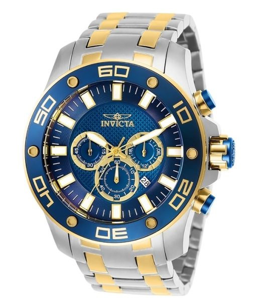 Invicta Pro Diver Scuba Chronograph zweifarbig Edelstahl blaues Zifferblatt Quarz 26082 100M Herrenuhr