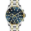 Invicta Pro Diver Scuba Chronograph zweifarbig Edelstahl blaues Zifferblatt Quarz 26082 100M Herrenuhr