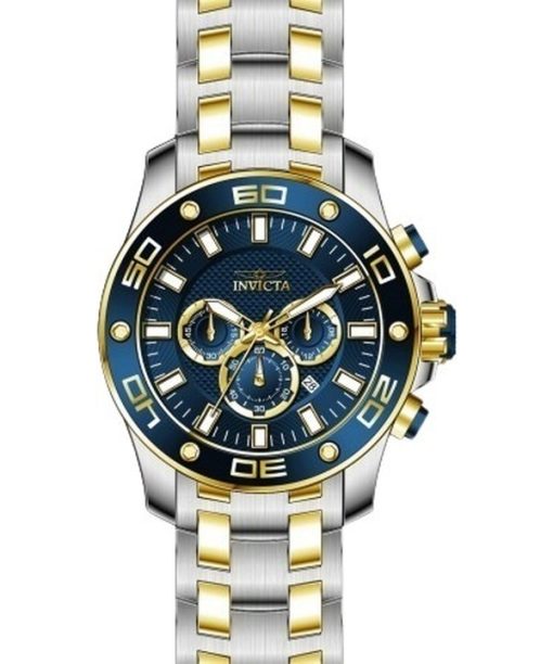 Invicta Pro Diver Scuba Chronograph zweifarbig Edelstahl blaues Zifferblatt Quarz 26082 100M Herrenuhr