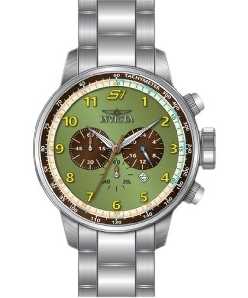 Invicta S1 Rally Chronograph Edelstahl grünes Zifferblatt Quarz 44951 100M Herrenuhr