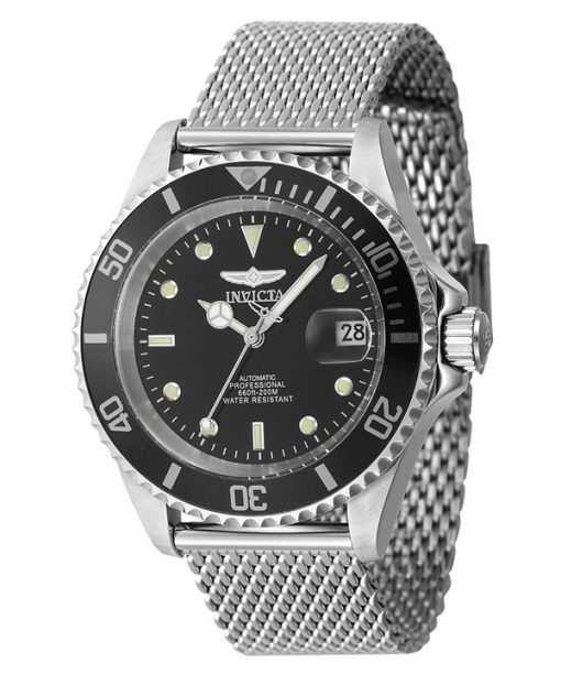 Invicta Pro Diver Edelstahl schwarzes Zifferblatt automatische Taucheruhr 47720 200M Herrenuhr