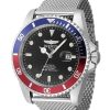 Invicta Pro Diver Edelstahl Blaue und rote Pepsi-Lünette Schwarzes Zifferblatt Automatische Taucheruhr 47965 200M Herrenuhr