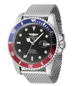 Invicta Pro Diver Edelstahl Blaue und rote Pepsi-Lünette Schwarzes Zifferblatt Automatische Taucheruhr 47965 200M Herrenuhr