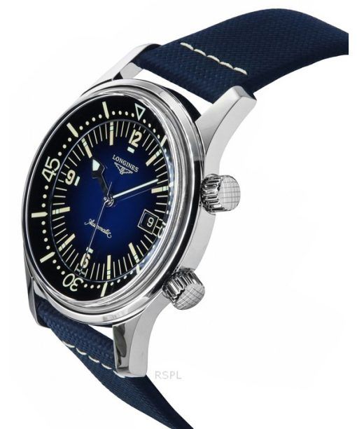 Longines Legend Diver Lederarmband blaues Zifferblatt Automatik L3.774.4.90.2 300M Herrenuhr