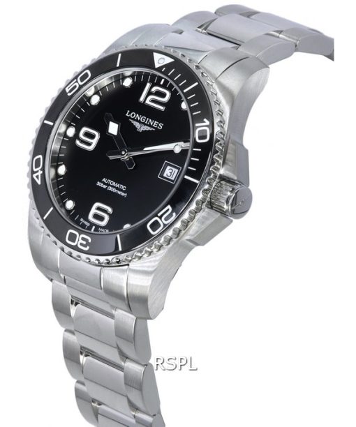 Longines HydroConquest Sunray Schwarz mit Super-LumiNov-Zifferblatt Automatische Taucheruhr L3.781.4.56.6 300M Herrenuhr