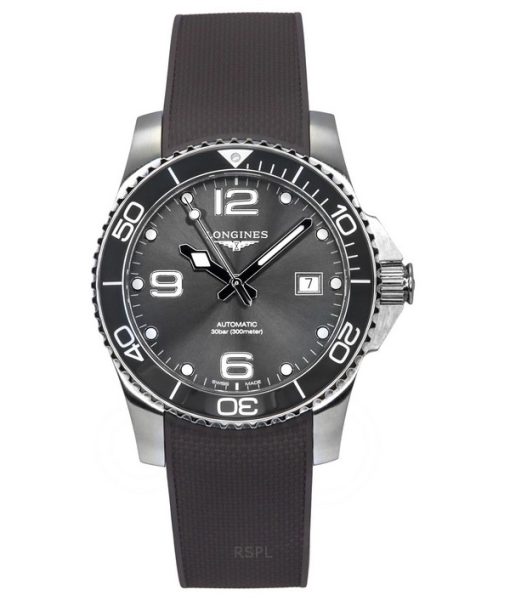 Longines Hydroconquest Kautschukarmband Sunray graues Zifferblatt automatische Taucheruhr L3.781.4.76.9 300M Herrenuhr