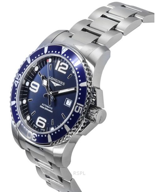 Longines Hydroconquest Edelstahl Sunray blaues Zifferblatt automatische Taucheruhr L3.781.4.96.6 300M Herrenuhr