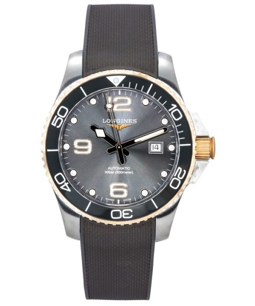 Longines HydroConquest Automatik-Taucheruhr L3.782.3.78.9 300M mit Kautschukarmband und Sunray-grauem Zifferblatt