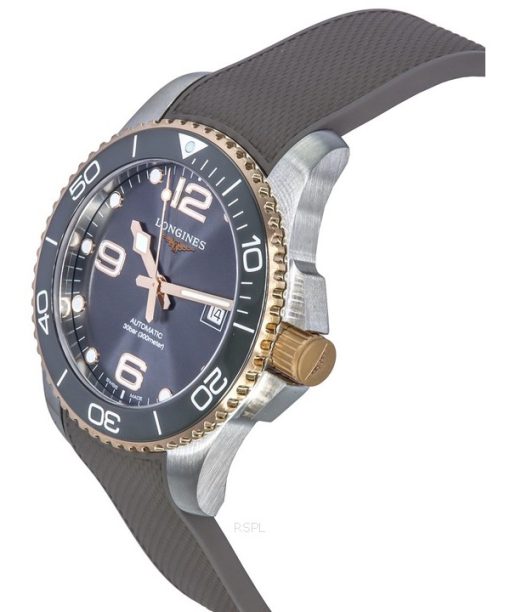 Longines HydroConquest Automatik-Taucheruhr L3.782.3.78.9 300M mit Kautschukarmband und Sunray-grauem Zifferblatt