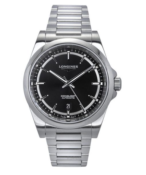 Longines Conquest Edelstahl Sunray schwarzes Zifferblatt Automatik L3.830.4.52.6 100M Herrenuhr