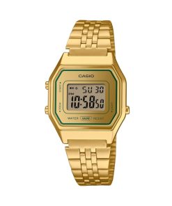 Casio Vintage Digital Goldfarbenes Edelstahlarmband Quarz LA680WEGV-9A Damenuhr