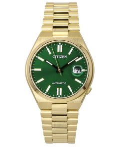 Citizen Tsuyosa Goldfarbene Edelstahl-Automatikuhr mit grünem Zifferblatt NJ0152-51X