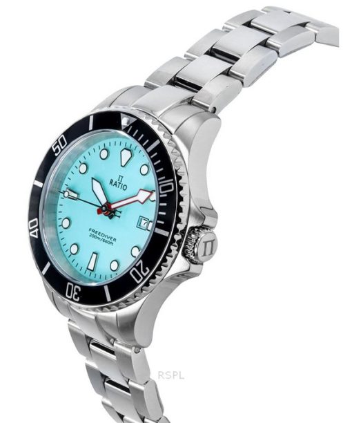 Ratio FreeDiver Saphir Edelstahl Eisblau Zifferblatt Quarz RTFL807 200M Damenuhr