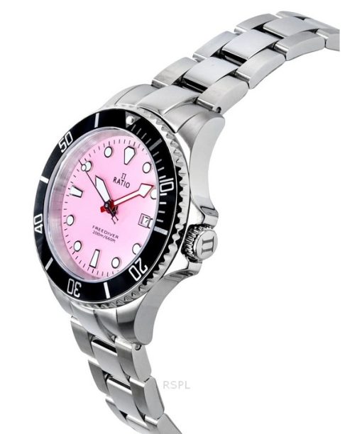 Ratio FreeDiver Saphir Edelstahl Candy Pink Zifferblatt Quarz RTFL809 200M Damenuhr