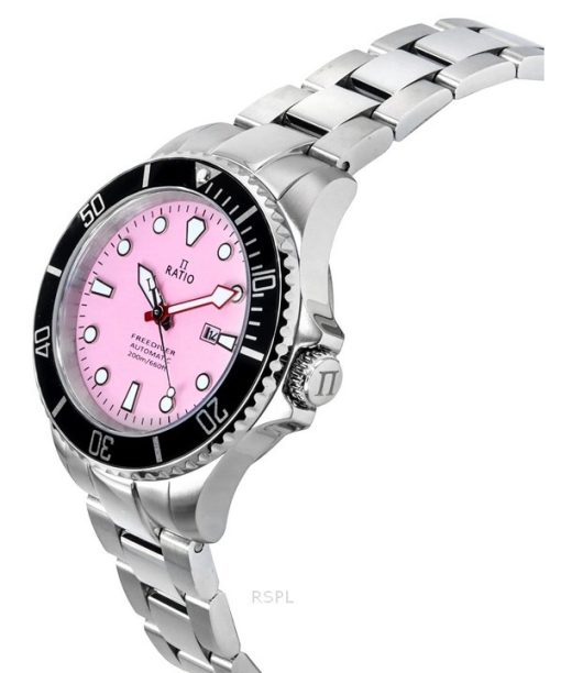 Ratio FreeDiver Saphir Edelstahl Candy Pink Zifferblatt Automatik RTFL839 200M Damenuhr