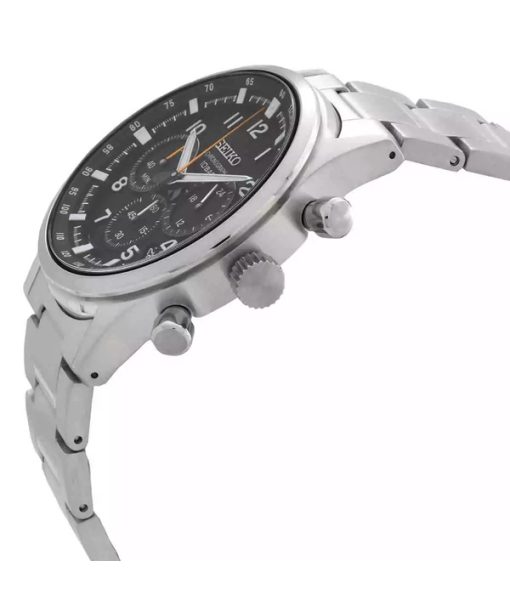 Seiko Discover More Sport Chronograph Edelstahl schwarzes Zifferblatt Quarz SSB447P1 100M Herrenuhr