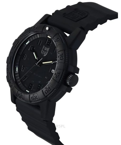 Luminox Lederrücken Meeresschildkröte Silikonarmband schwarzes Zifferblatt Quarz XS.0321.BO.L 100M Herrenuhr