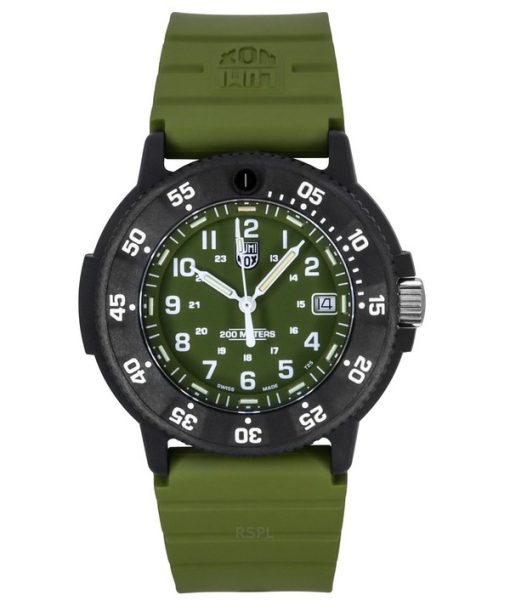 Luminox Original Navy Seal Taucheruhr mit Kautschukarmband und grünem Zifferblatt, XS.3013.EVO.S 200M, Herrenuhr