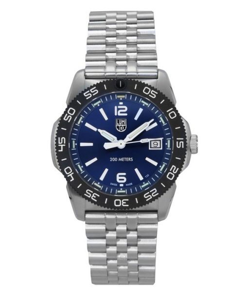 Luminox Pacific Diver Ripple Edelstahl blaues Zifferblatt Quarz XS.3123M.SET.1 200M Herrenuhr mit zusätzlichem Armband