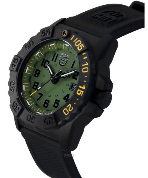 Luminox Navy SEAL Foundation Taucheruhr mit Kautschukarmband und grünem Zifferblatt, XS.3517.NSF.SET, 200 M, Herrenuhr mit zusät