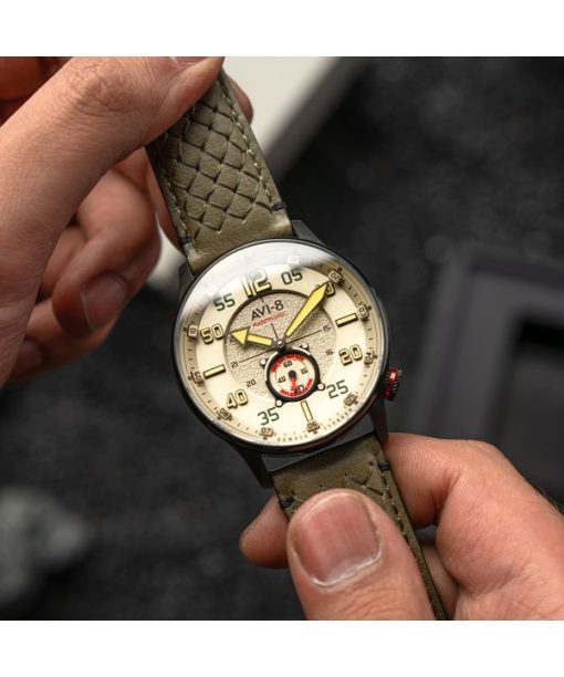 AVI-8 Hawker Typhoon Baldwin Automatik Lederarmband Dunkelkhaki Zifferblatt AV-4119-04 Herrenuhr