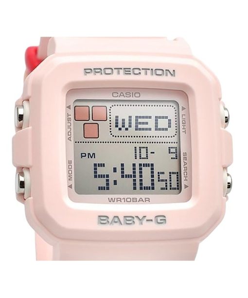 Casio Baby-G Plus Digitaluhr mit rosa Harzarmband, Quarz, BGD-10L-4, 100 m, für Damen mit zusätzlichen Armbandschlaufen