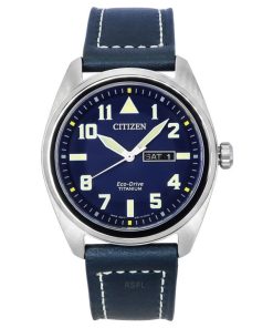 Citizen Eco-Drive Super Titanium Blaues Lederarmband Blaues Zifferblatt BM8560-45L 100M Herrenuhr