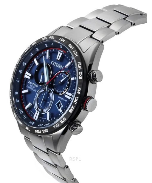 Citizen Funk-Chronograph Super Titanium Blaues Zifferblatt Eco-Drive CB5945-85L 100M Herrenuhr