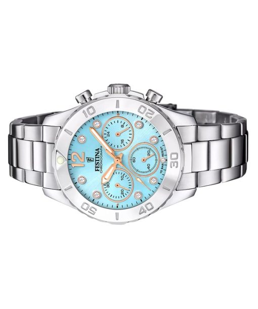 Festina Boyfriend Chronograph KristAlle Akzente Blaues Zifferblatt Quarz F20603-4 100M Damenuhr