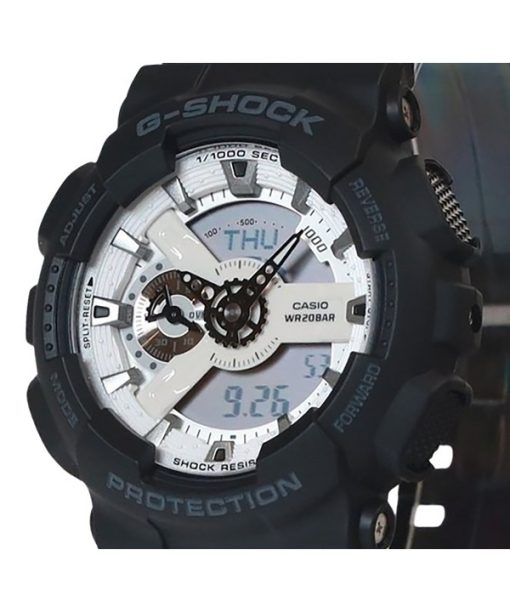 Casio G-Shock Analog-Digital-Harzarmband weißes Zifferblatt Quarz GA-110WD-1A 200M Herrenuhr