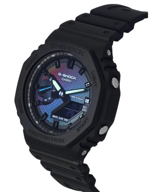 Casio G-Shock Analog-Digital-Armband aus biobasiertem Harz, mehrfarbiges Zifferblatt, Quarz GA-2100RW-1A 200M Herrenuhr